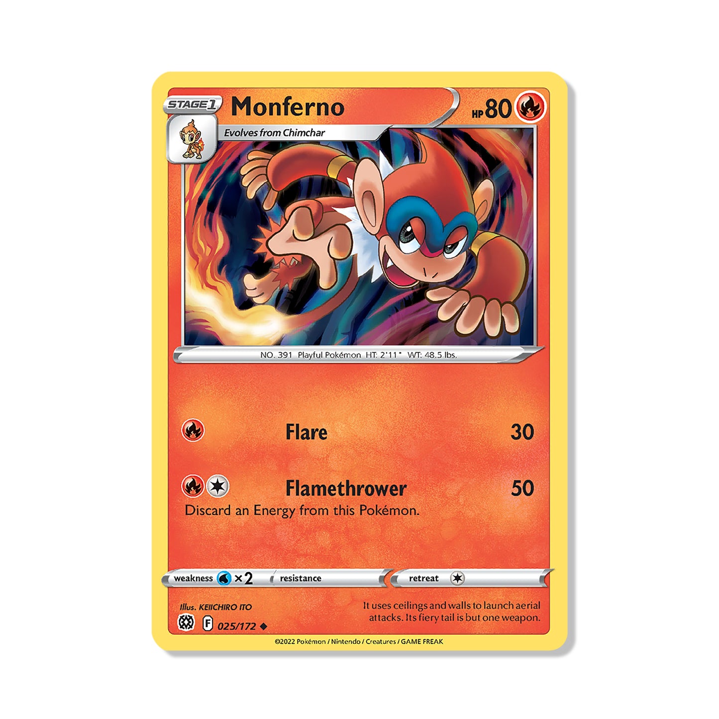 Monferno Pokémon Sword & Shield Brilliant Stars - Reverse Holo kaart | Engels
