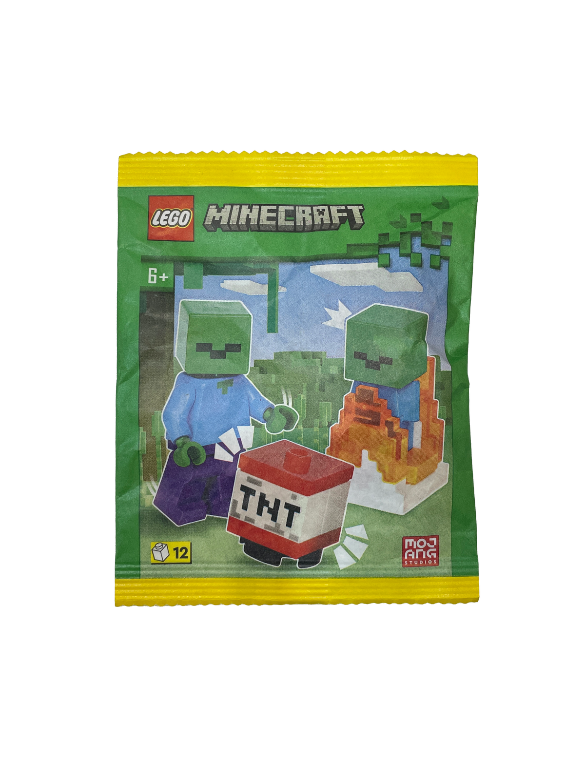 LEGO Minecraft Zombie met Burning Baby Zombie en TNT – Paper Bag