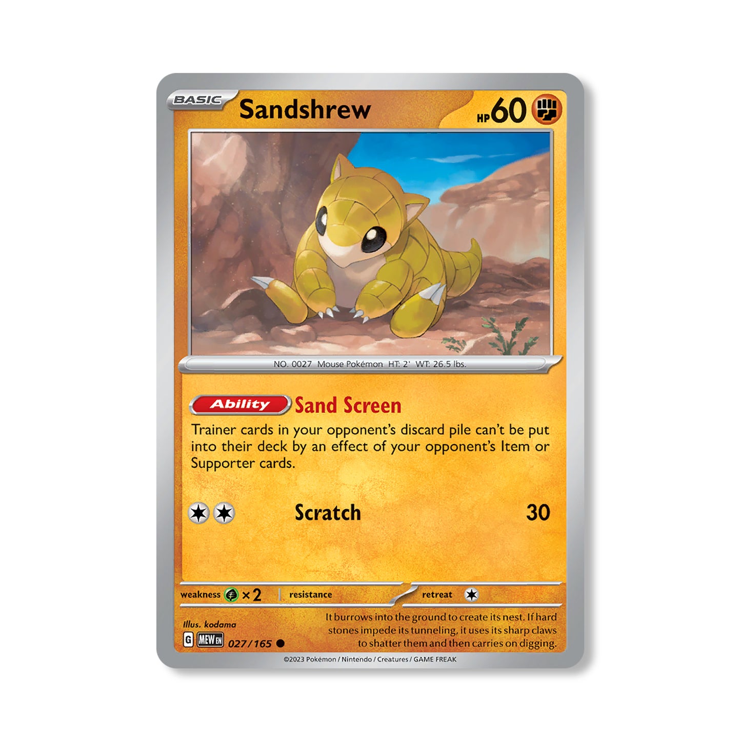 Sandshrew Pokémon Scarlet & Violet 199 - Normal kaart | Engels