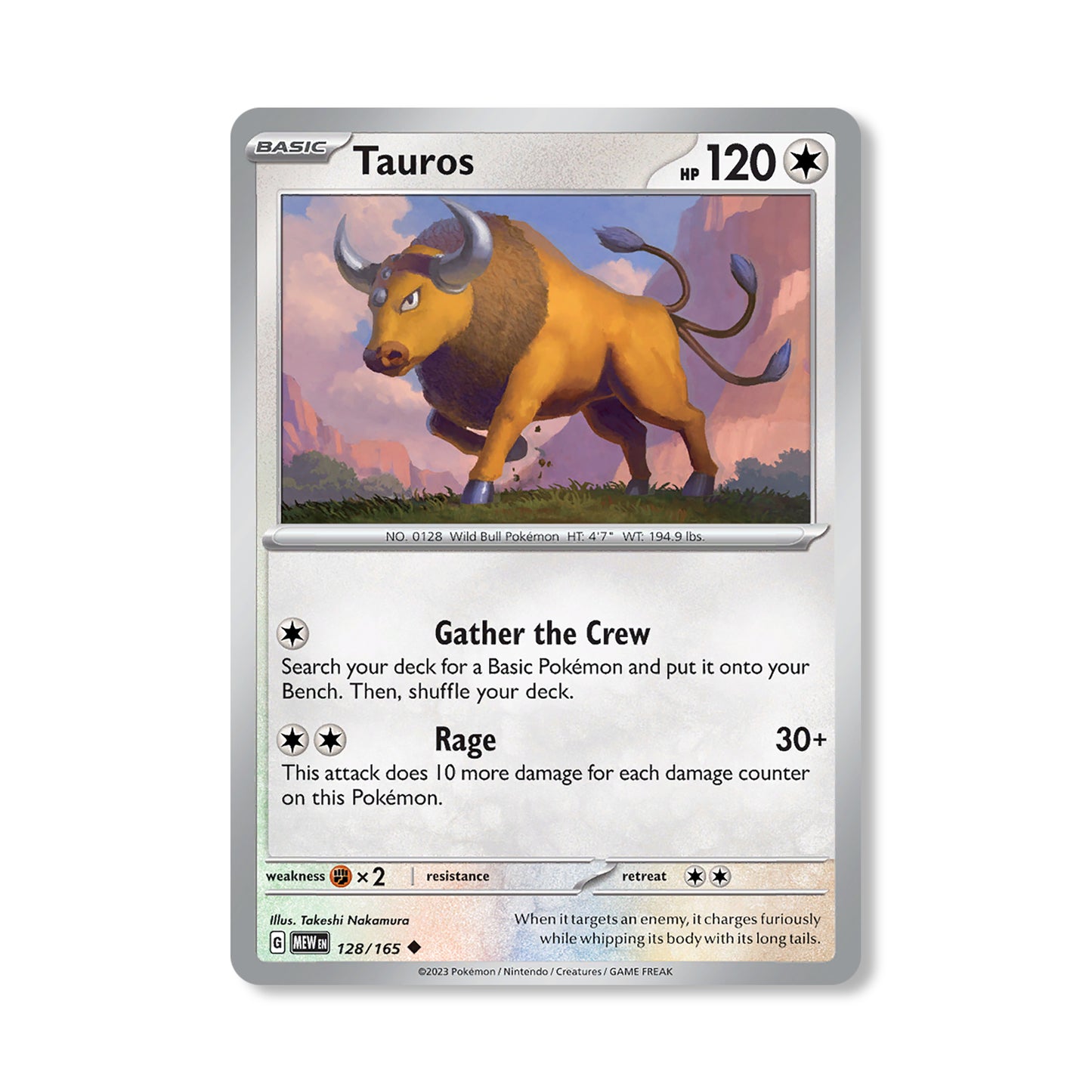 Tauros Pokémon Scarlet & Violet 151 - Reverse Holo kaart | Engels