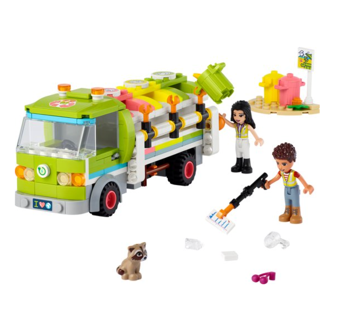 LEGO 41712 Friends Recycle vrachtwagen Set met Vuilniswagen, Afvalcontainers en Minipoppetjes, Educatief Speelgoed voor Kinderen vanaf 6 Jaar