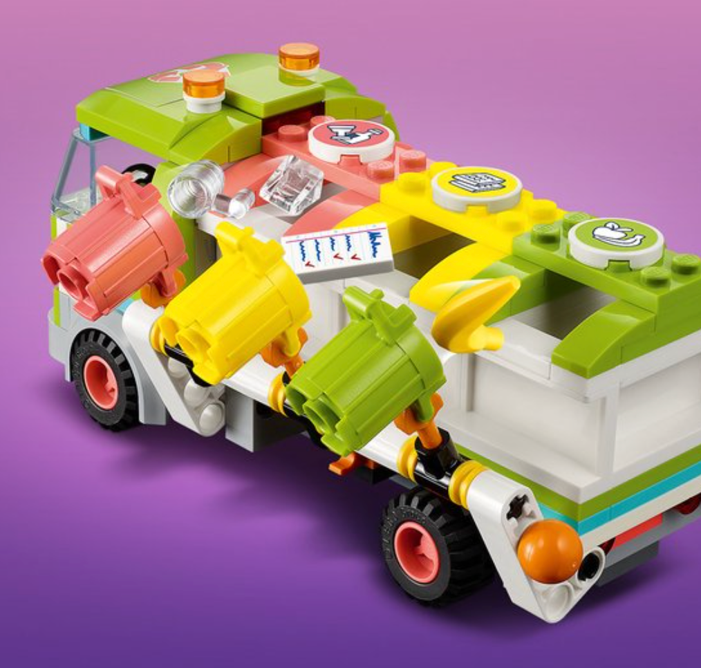 LEGO 41712 Friends Recycle vrachtwagen Set met Vuilniswagen, Afvalcontainers en Minipoppetjes, Educatief Speelgoed voor Kinderen vanaf 6 Jaar