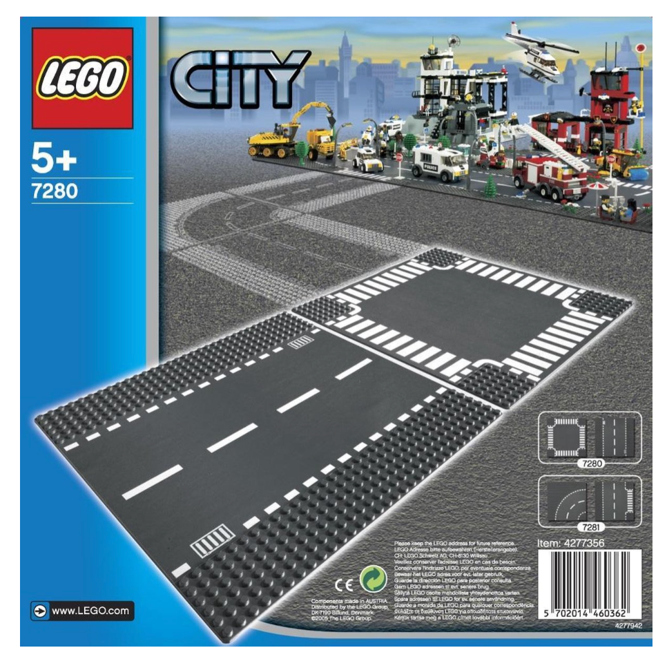 LEGO City Rechte Wegenplaten en Kruising - 7280