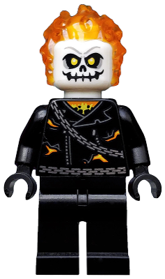 Minifig sh0267 - Ghost Rider, Johnathon 'Johnny' Blaze - White Head, Chain Belt