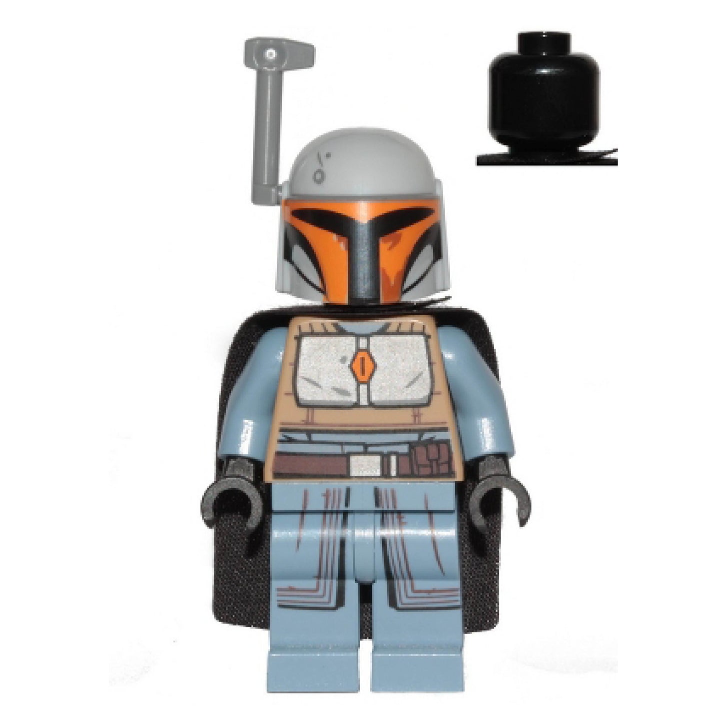 Mandalorian Tribe Warrior - Female, Black Cape, Light Bluish Gray Helmet with Antenna / Rangefinder