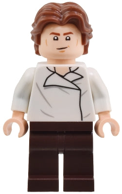 Han Solo - White Shirt with Wrinkles on Front and Back, Dark Brown Legs, Wavy Hair