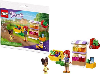 Lego Friends 30416 zakje met marktkraam + 2 mini figuren - biologische kraam of bakkerij winkel - Polybag