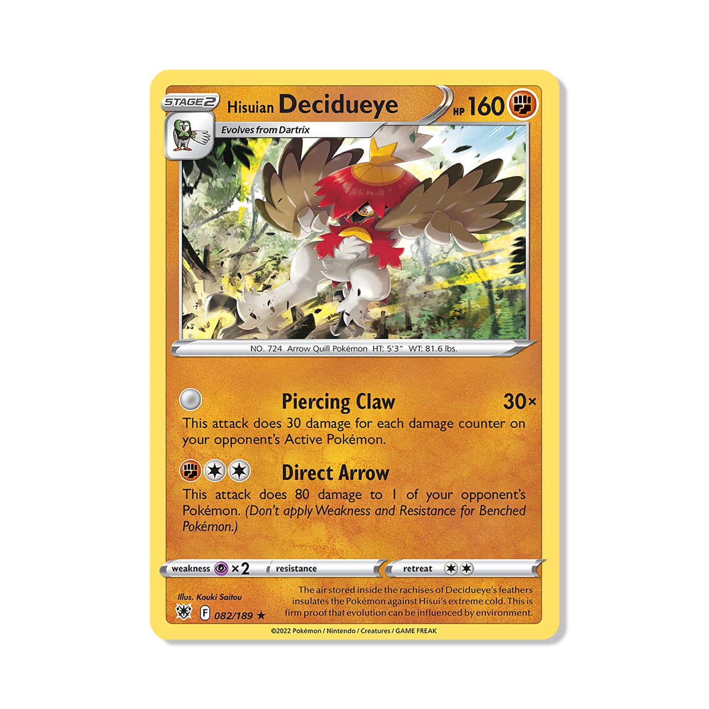 Hisuian Decidueye Pokémon Pokémon Astral Radiance - Holo kaart | Engels
