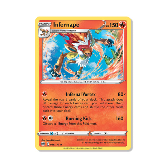 Infernape Pokémon Sword & Shield Brilliant Stars - reverse Holo kaart | Engels