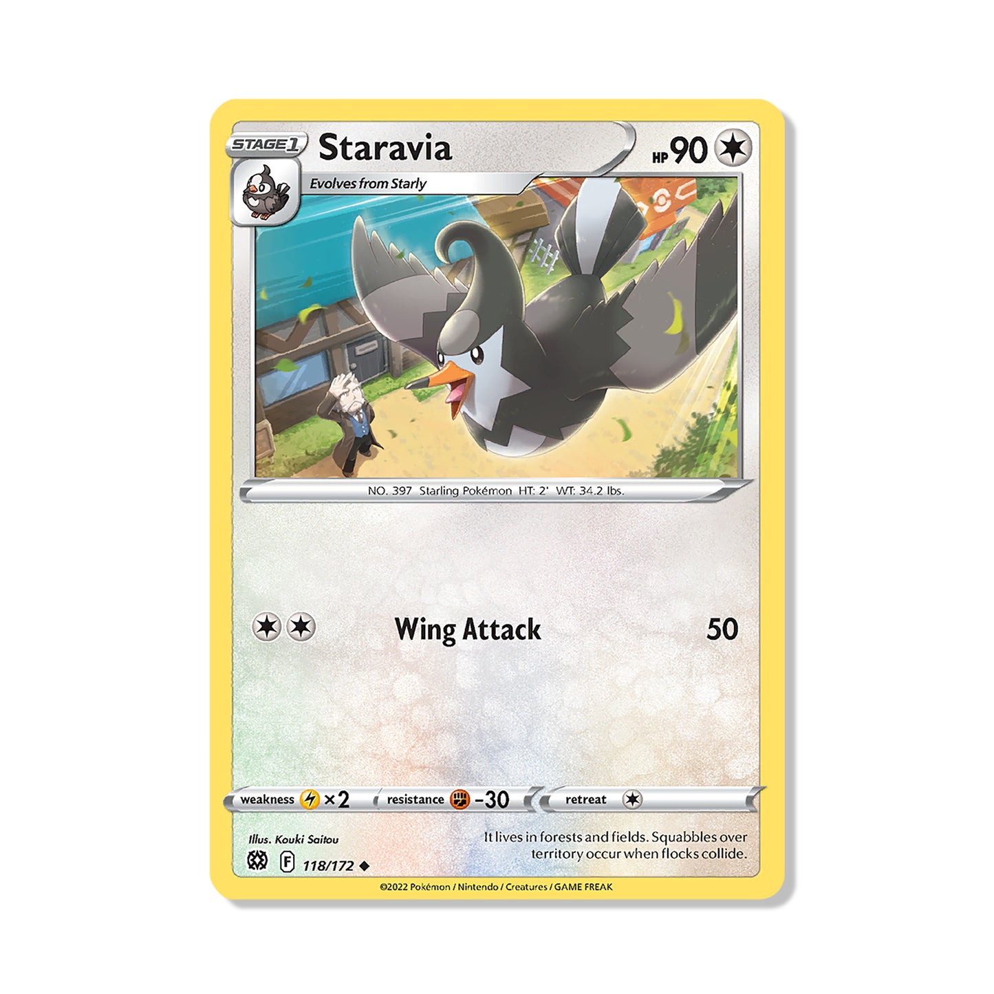 Staravia Pokémon Sword & Shield Brilliant Stars - Reverse Holo kaart | Engels