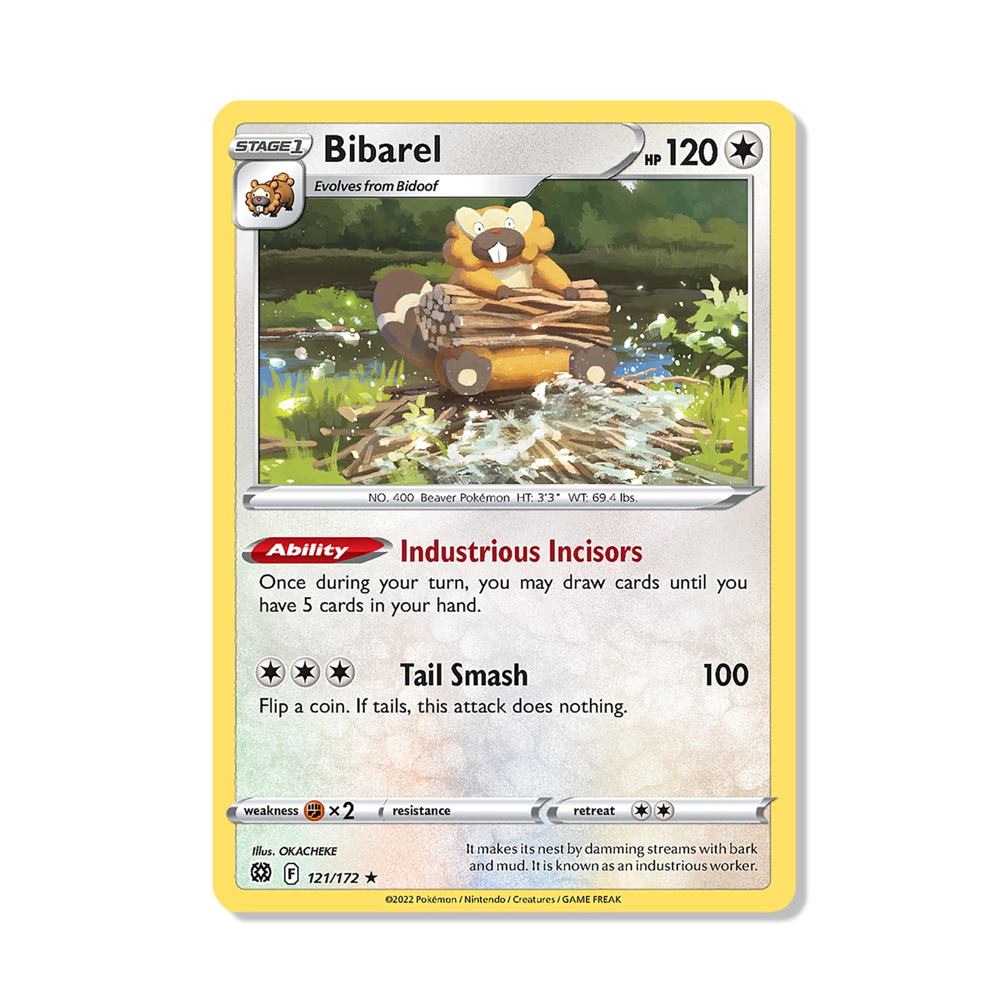 Bibarel Pokémon Sword & Shield Brilliant Stars - Normal kaart | Engels