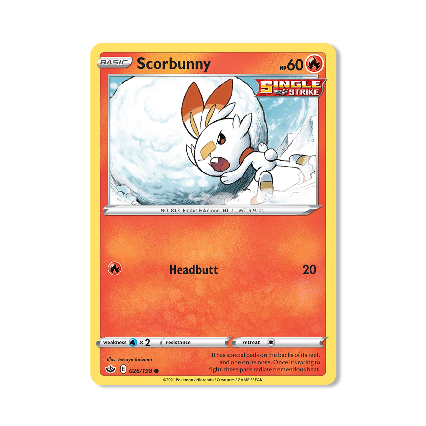 Scorbunny Pokémon Pokémon Chilling Reign - Reverse Holo kaart | Engels