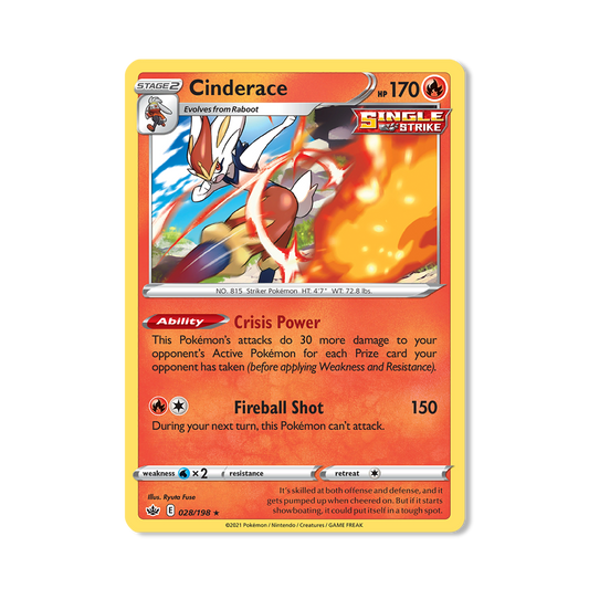 Cinderace Pokémon Pokémon Chilling Reign - Reverse Holo kaart | Engels