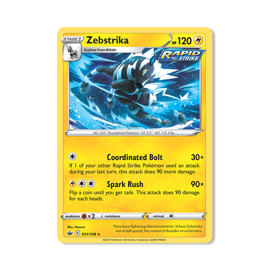 Zebstrika Pokémon Pokémon Chilling Reign - Normal kaart | Engels