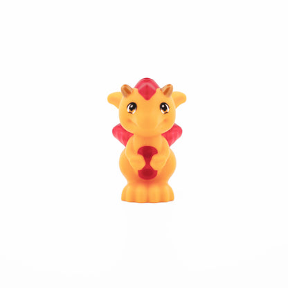 Bright Light Orange Dragon, Elves, Baby with Molded Trans-Red Stomach, Spines, and Wings and Printed Gold Horns Pattern (Spark)