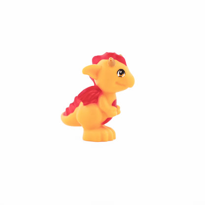 Bright Light Orange Dragon, Elves, Baby with Molded Trans-Red Stomach, Spines, and Wings and Printed Gold Horns Pattern (Spark)