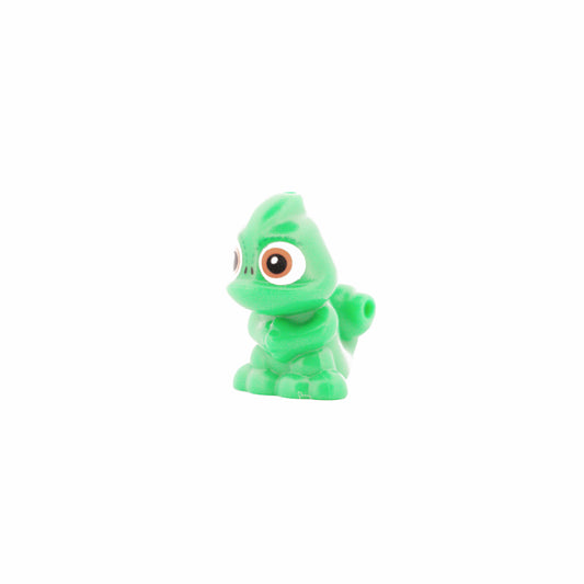 Bright Green Chameleon, Friends Style, Upright with Hole on Top and Hole on Tail with Dark Orange Eyes Pattern (Pascal)