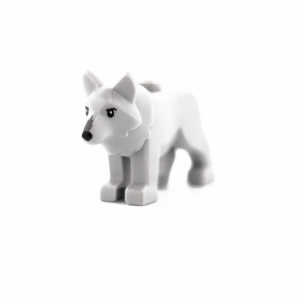 Light Bluish Gray Wolf with Stud on Back with Black Eyes and Nose, Dark Bluish Gray Fur on Muzzle Pattern