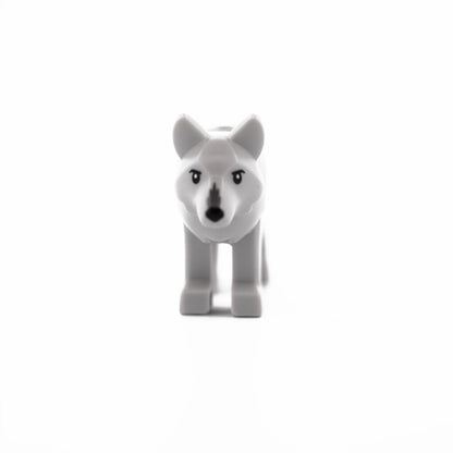 Light Bluish Gray Wolf with Stud on Back with Black Eyes and Nose, Dark Bluish Gray Fur on Muzzle Pattern