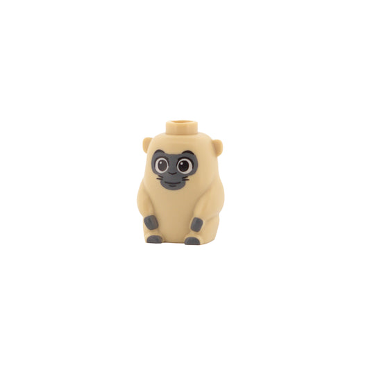 Tan Ongi, Short and Stout with Black Open Eyes, Grin, and Dark Bluish Gray Face and Paws Pattern