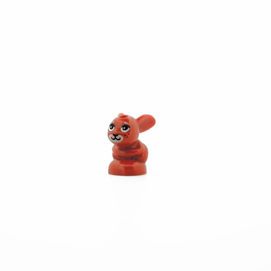 Dark Orange Bunny / Rabbit, Friends Style, Baby, Sitting with Black Eyes, Nose, and Whiskers and Tan Muzzle Pattern