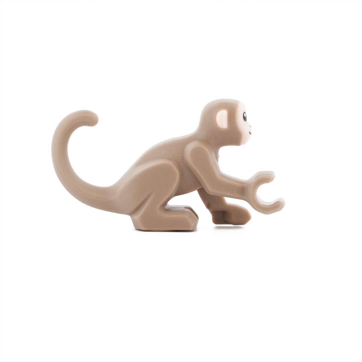 Dark Tan Monkey with Molded Light Nougat Face and Ears and Printed Black Eyes, Nostrils, and Mouth Pattern
