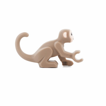 Dark Tan Monkey with Molded Light Nougat Face and Ears and Printed Black Eyes, Nostrils, and Mouth Pattern