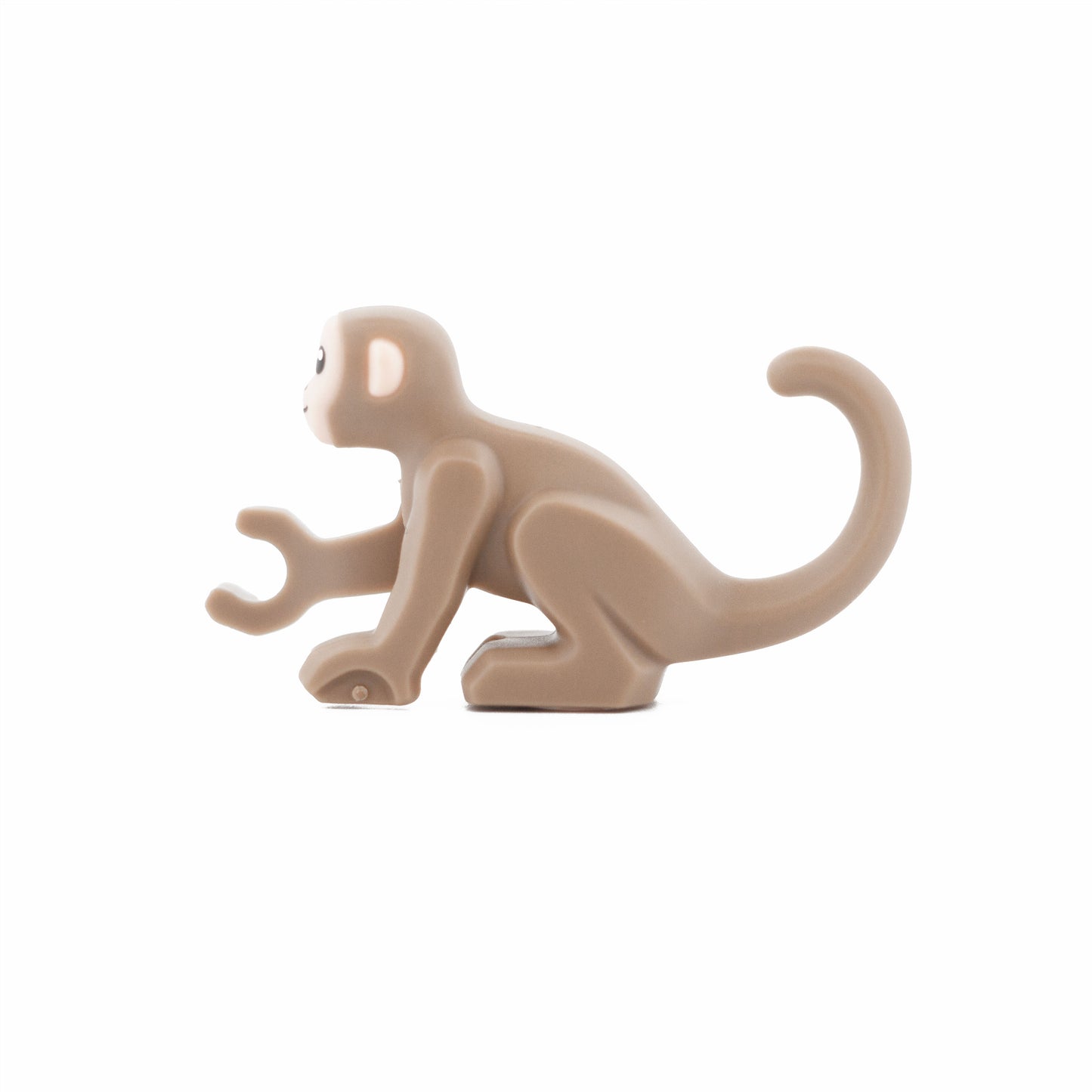 Dark Tan Monkey with Molded Light Nougat Face and Ears and Printed Black Eyes, Nostrils, and Mouth Pattern