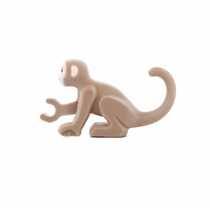 Dark Tan Monkey with Molded Light Nougat Face and Ears and Printed Black Eyes, Nostrils, and Mouth Pattern
