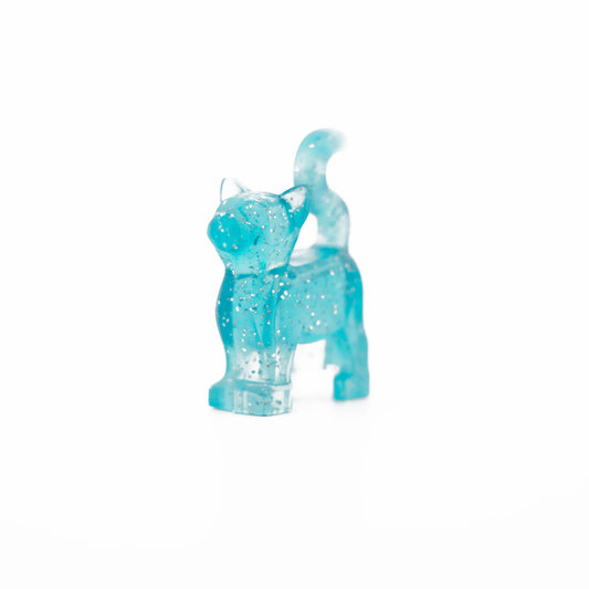 Glitter Trans-Light Blue Cat, Standing