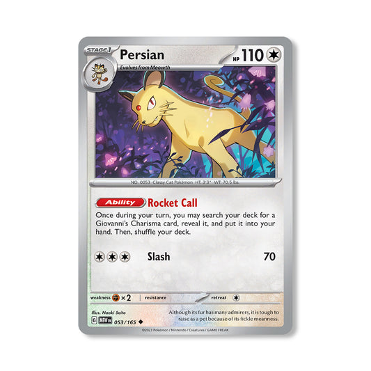 Persian Pokémon Scarlet & Violet 250 - Reverse Holo kaart | Engels