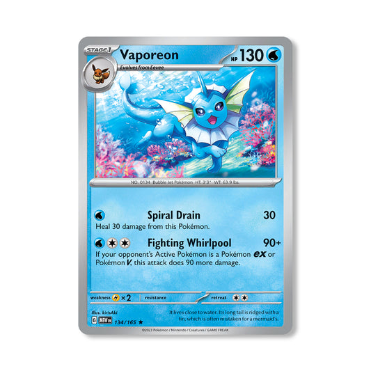 Vaporeon Pokémon Scarlet & Violet 151 - Reverse Holo kaart | Engels