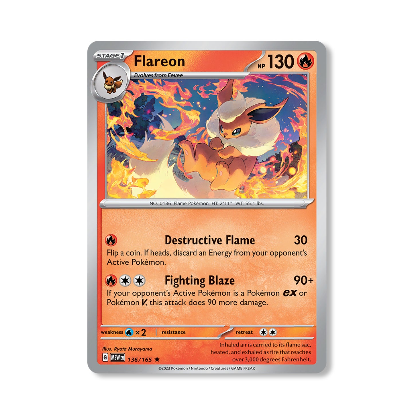 Flareon Pokémon Scarlet & Violet 151 - Normal kaart | Engels