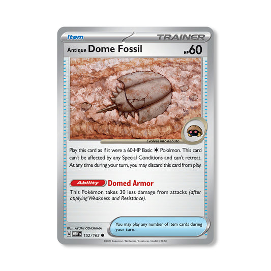Antique Dome Fossil Pokémon Scarlet & Violet 151 - Reverse Holo kaart | Engels