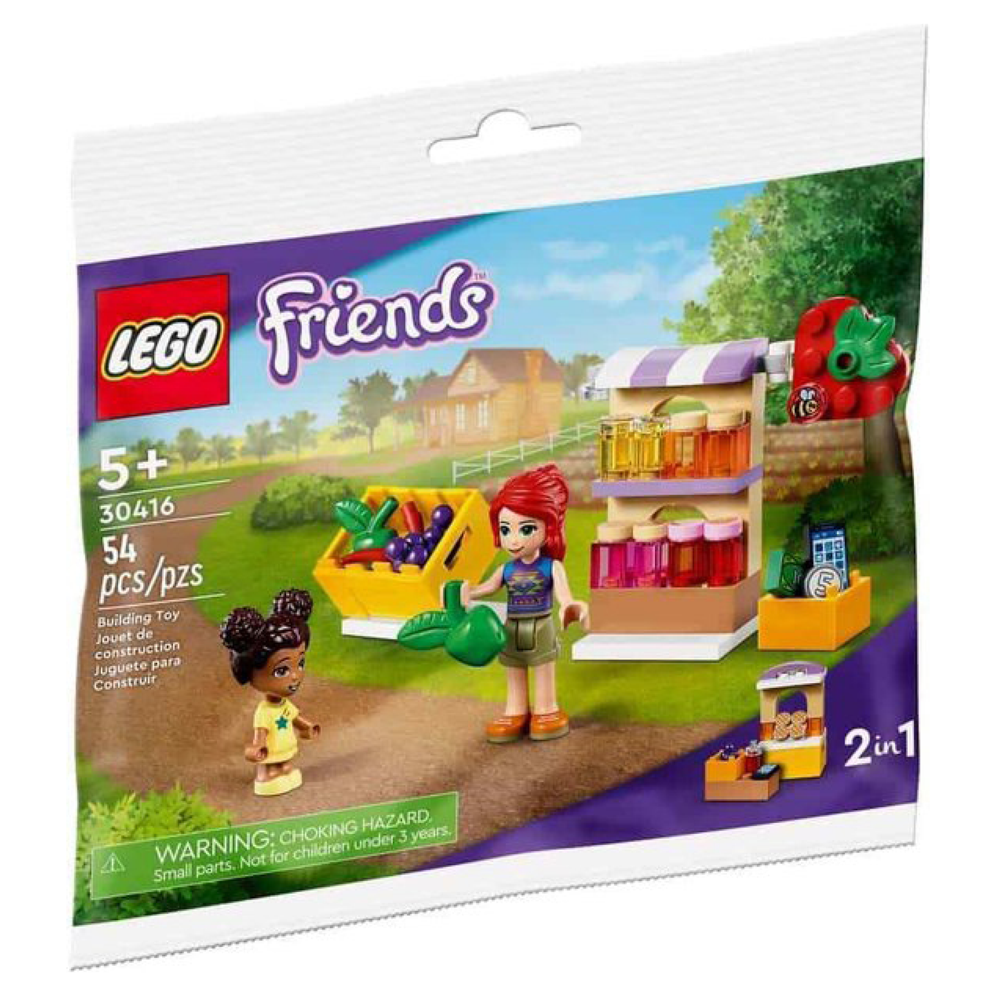 Lego Friends 30416 zakje met marktkraam + 2 mini figuren - biologische kraam of bakkerij winkel - Polybag