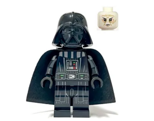 Darth Vader - Printed Arms, Traditional Starched Fabric Cape, White Head with Frown
