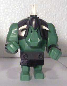 Minifig cas364 - Fantasy Era - Troll, Sand Green with Pearl Dark Gray Armor and 5 White Horns