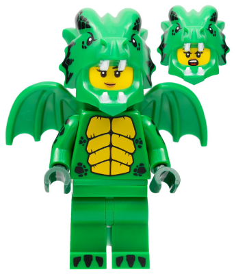 Minifig col409 - Green Dragon Costume, Series 23 (Minifigure Only without Stand and Accessories)