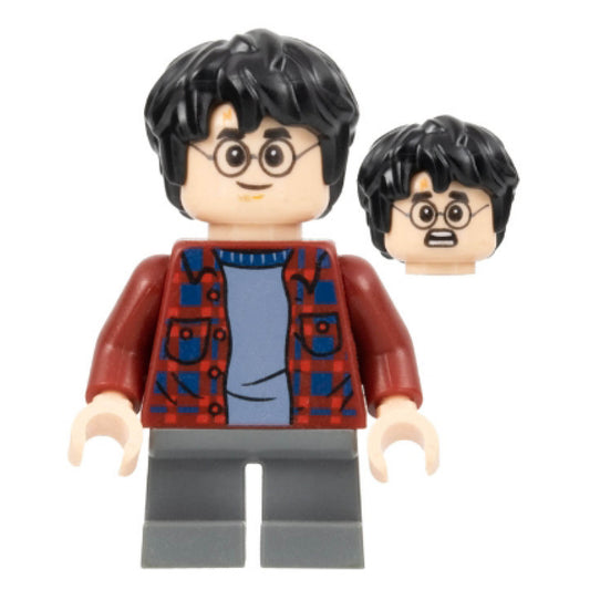 Harry Potter - Dark Red Plaid Flannel Shirt, Dark Bluish Gray Short Legs