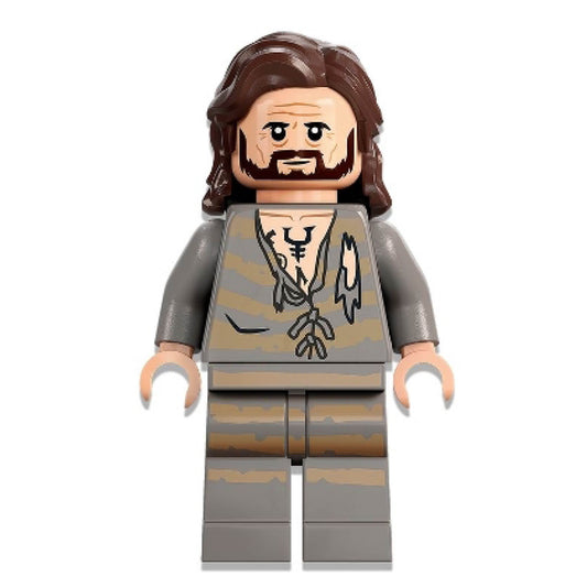 Sirius Black - Dark Brown Hair, Light Bluish Gray Tattered Striped Shirt
