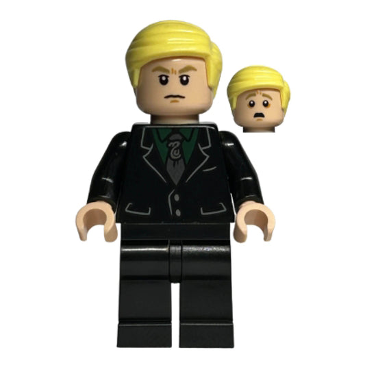 Draco Malfoy - Black Suit, Slytherin Tie, Neutral / Scared