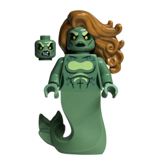 Merperson - Sand Green Body, Medium Nougat Wavy Hair