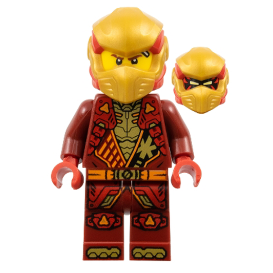 Kai - Dragons Rising, Tunic with Shoulder Armor, Red and Pearl Gold Head Wrap