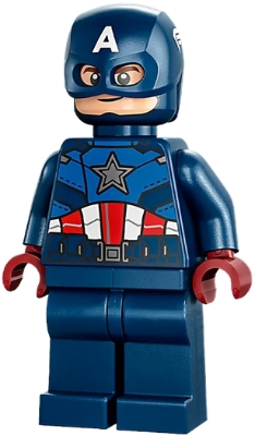 Minifig sh0852 - Captain America - Dark Blue Suit, Dark Red Hands, Helmet