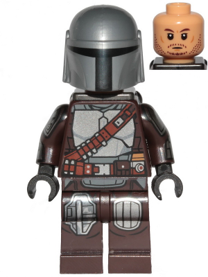 Minifig sw1212 - The Mandalorian / Din Djarin / 'Mando' - Silver Beskar Armor, Jet Pack, Printed Head