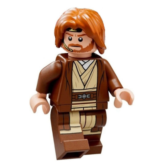 Obi-Wan Kenobi - Reddish Brown Robe, Dark Orange Mid-Length Tousled with Center Part Hair