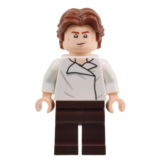 Han Solo - White Shirt with Wrinkles on Front and Back, Dark Brown Legs, Wavy Hair